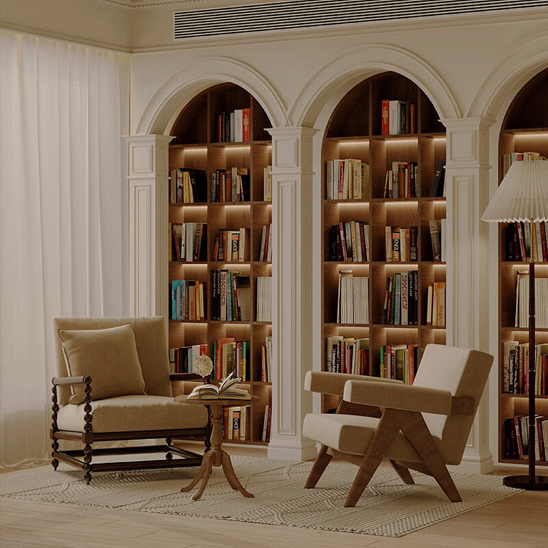 欧法诺全屋定制法式拱形开放式定制书柜书房书桌全屋定制工厂定做