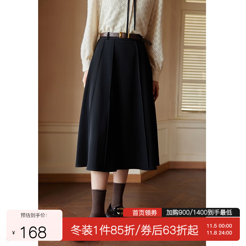 [神裙3.0版]独束大码女装高腰半身裙女秋冬微胖mm遮胯显瘦A字裙22DS4464 静谧黑 XL怎么看?