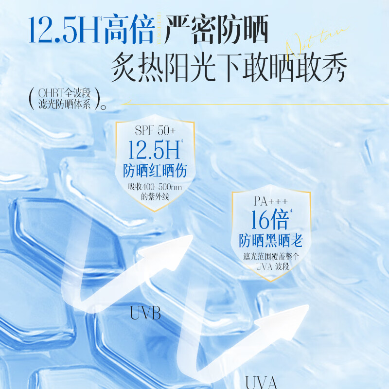 OHBT377防晒霜防紫外线美白提亮防晒三合一防水男女户外军训第一名 防晒霜50g【美白+防晒】高倍耐晒