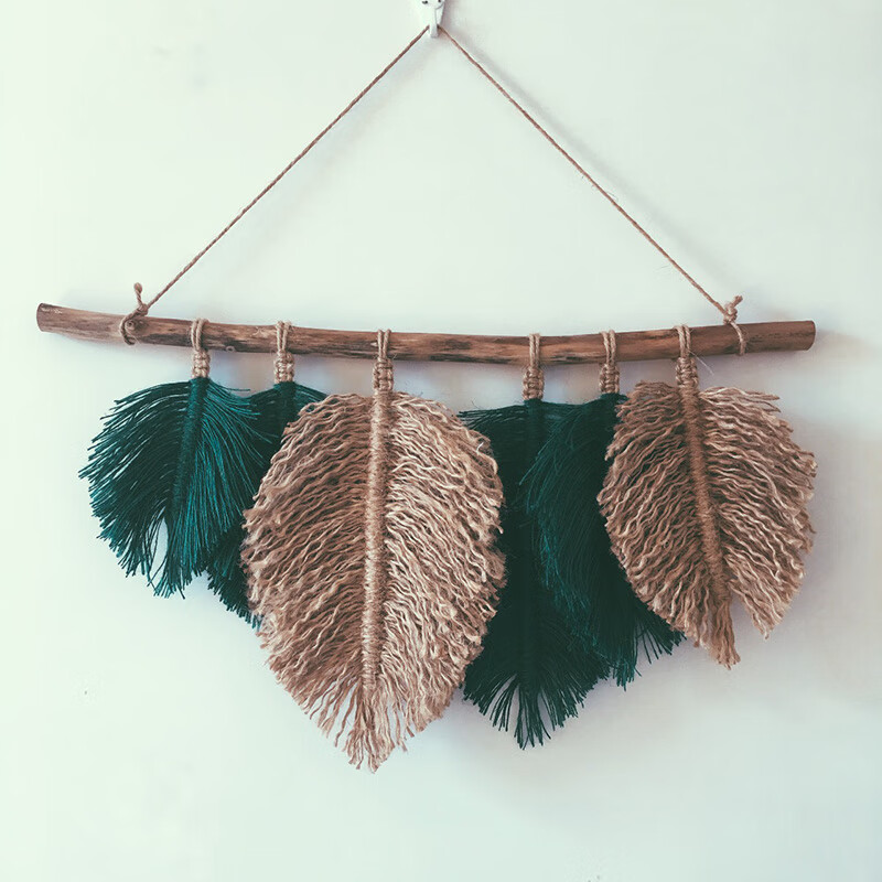 uhfr北欧ins挂毯手工编织黄麻绳摩洛哥风羽毛墙壁挂饰民宿样板房装饰
