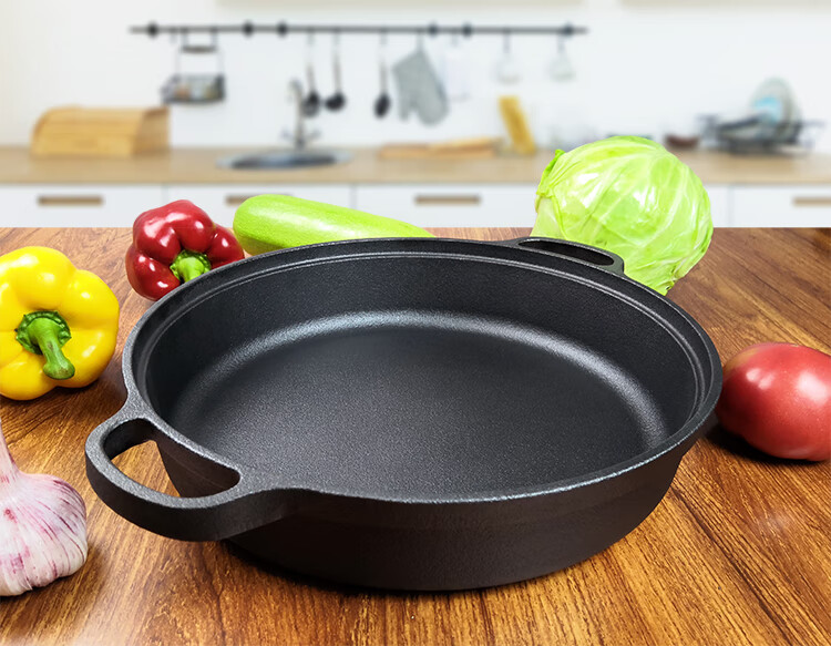 桦帆老式加厚铸铁平底锅平底锅铸铁锅加厚烙饼锅不粘锅水煎包家用老式