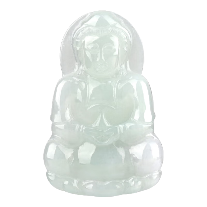 北玉翡翠吊墜觀音玉佛翡翠項鏈玉吊墜掛墜男女送女友送男友鑒定證書 DF-027