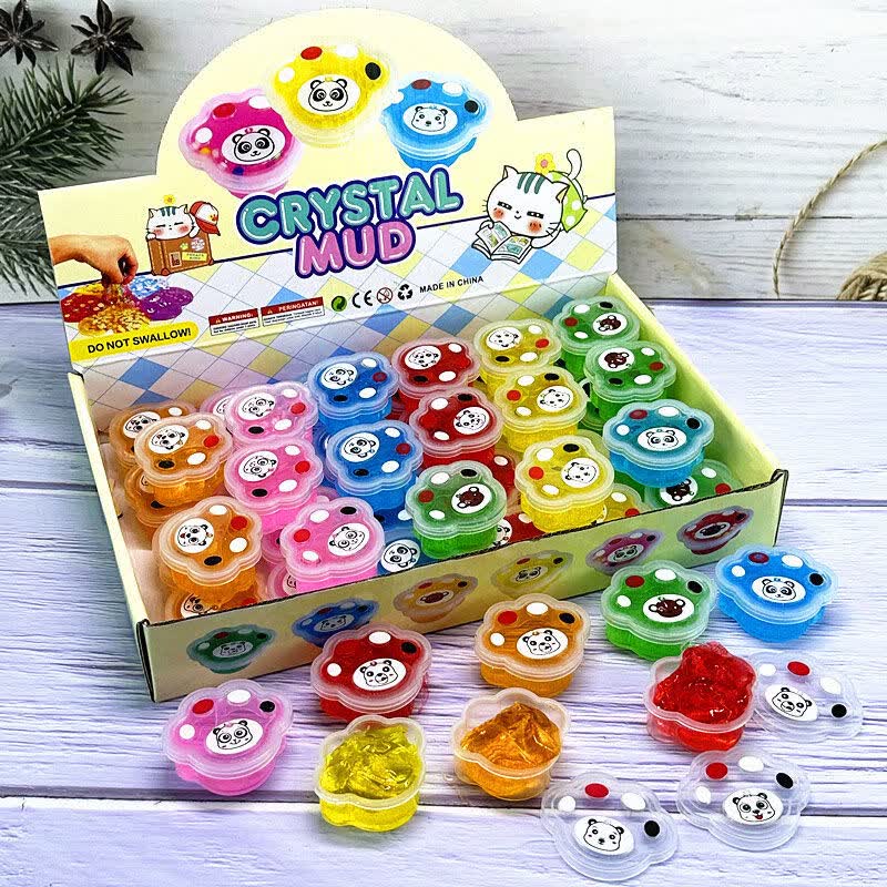 粘手工学生diy网红彩色橡皮泥透明水晶彩泥玩具 6色 动物爪子盒款水晶