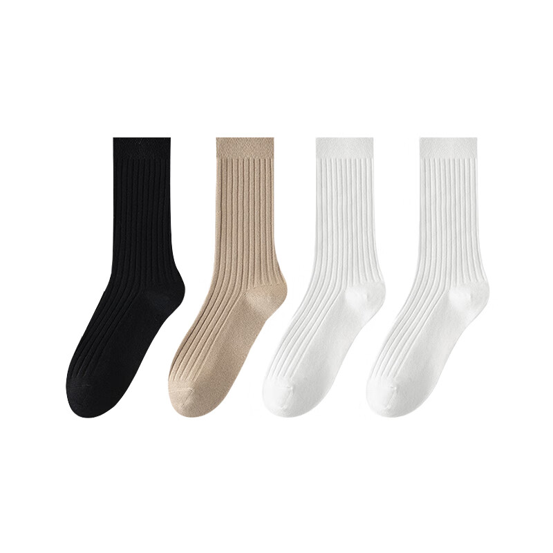 剑蔓高端抗起球棉 堆堆袜 女款10A级抗菌防臭袜子女 中筒 中长款 秋冬 拍1发4混色【包含赠送共发 4双 均码