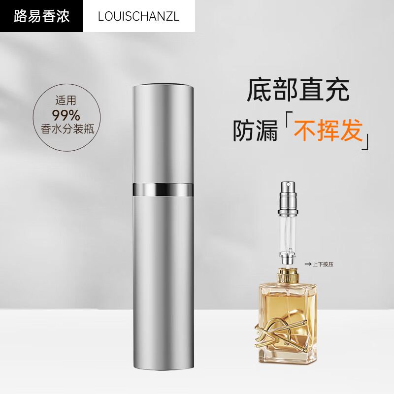 路易香浓（Louischanzl）高档香水分装瓶底部充装旅行便携式香水瓶迷你喷雾空瓶5ML 银色