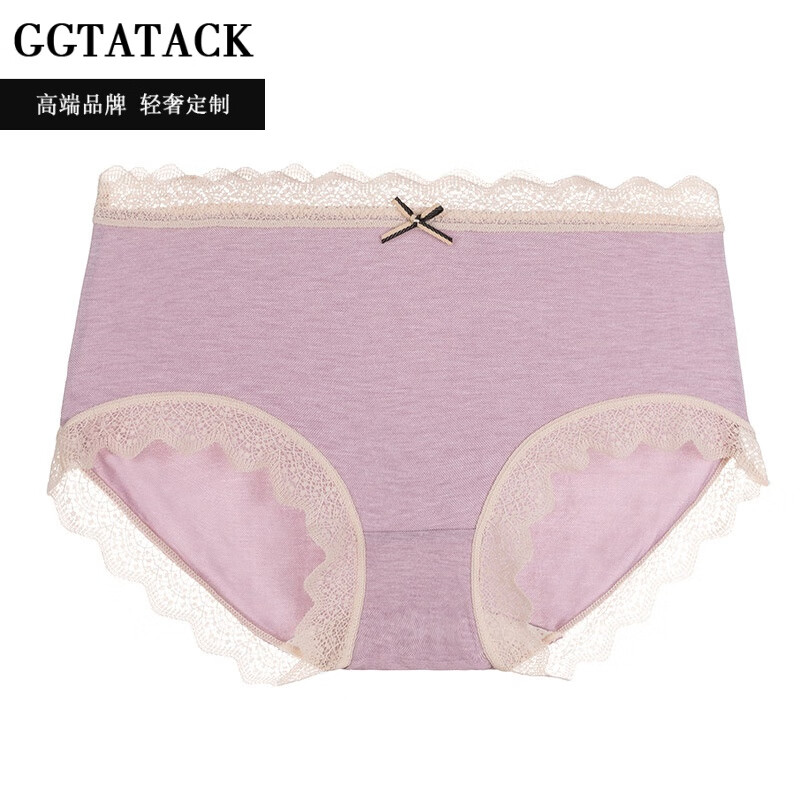ggtatack品牌轻奢内裤女蚕丝裆中腰日系少女透气蕾丝大码真丝女士三角