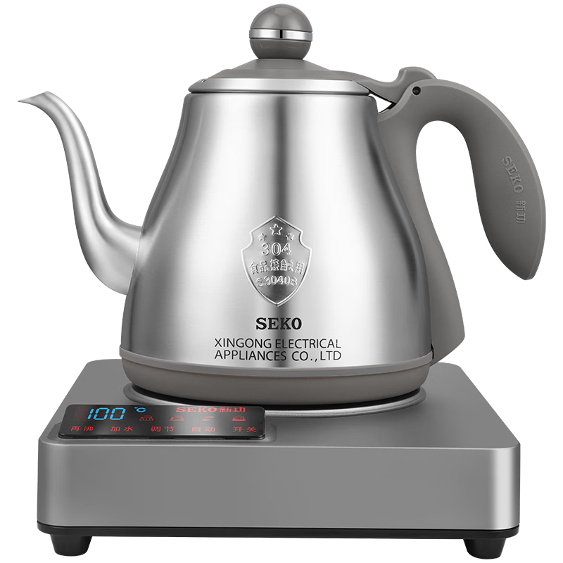 新功（SEKO）全自動(dòng)上水電熱水壺?zé)畨刂悄苋詣?dòng)電茶壺304不銹泡茶用電茶爐大功率1800瓦W45 1L