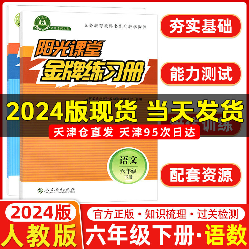 2024春新版 阳光课堂金牌练习册六年级下册语文 数学全套2本人教版