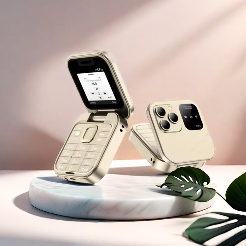 捷语i16翻盖折叠方糖小手机移动学生手机戒网备用机小屏男女款学生翻盖手机老年手机袖珍手机口袋 金色方糖全网通