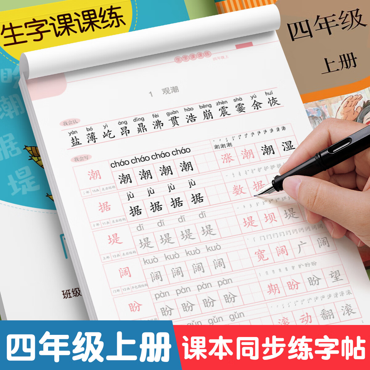 金枝叶四年级字帖上下册临摹练字帖小学生专用同步练字本语文人教版硬笔书法儿童楷书练习 四年级上册（共46页）