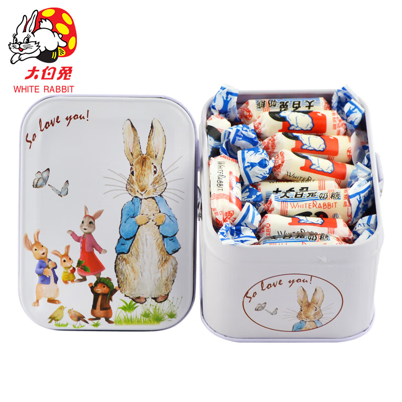 大白兔奶糖手腕盒牛奶糖礼盒喜糖盒糖果伴手礼送朋友七夕节礼物糖果零食 【原味】 铁听114g1盒
