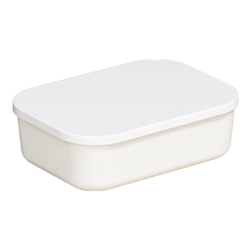 吕笑收纳盒桌面带盖塑料杂物零食化妆品盒子长方形收纳筐储物盒整理箱 白色（扁款中号带盖）