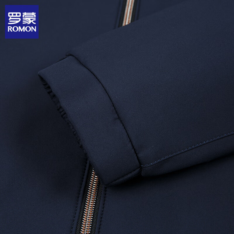 罗蒙（ROMON）夹克男立领秋冬季新款保暖中青年加棉行政男士茄克衫男装上衣2388 藏青加棉 175