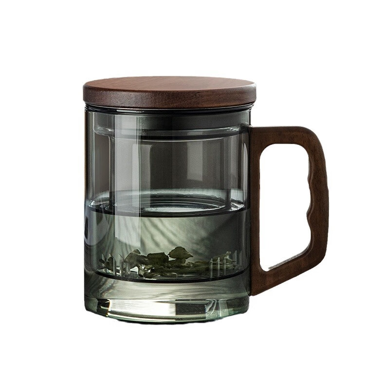玻璃茶杯加厚水杯大容量茶水分离杯办公家用泡茶杯子耐热玻璃杯 【烟灰色】木语杯 400ml怎么样,好用不?