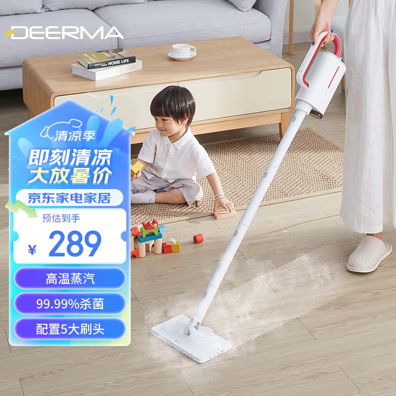 德尔玛 (deerma)zq610  蒸汽拖把 厨房清洁 擦地机家用电动拖把拖地机