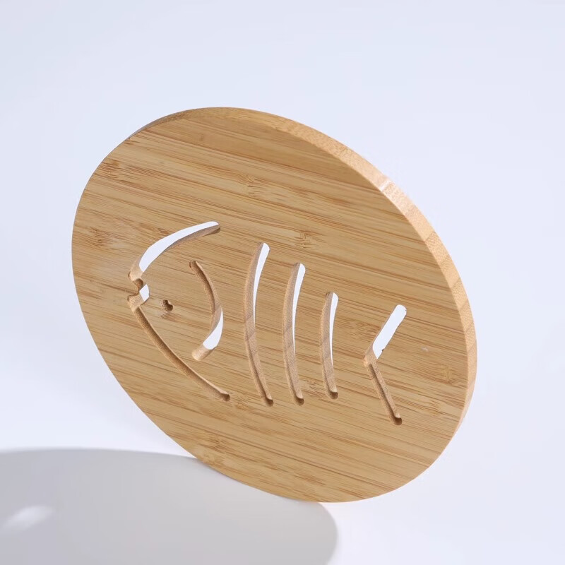 中式实木隔热垫家用碗垫餐厅创意餐垫砂锅防烫垫子隔热垫杯垫套装 年年有鱼餐垫2片装 （原木款）