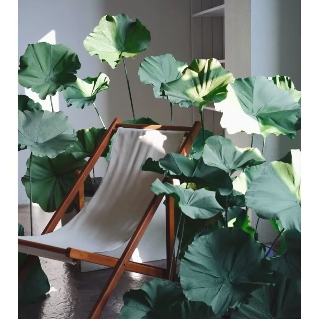 纸艺网红巨型花皱纹纸花艺仿生路引商场橱窗网红仿真成品 荷叶一枝