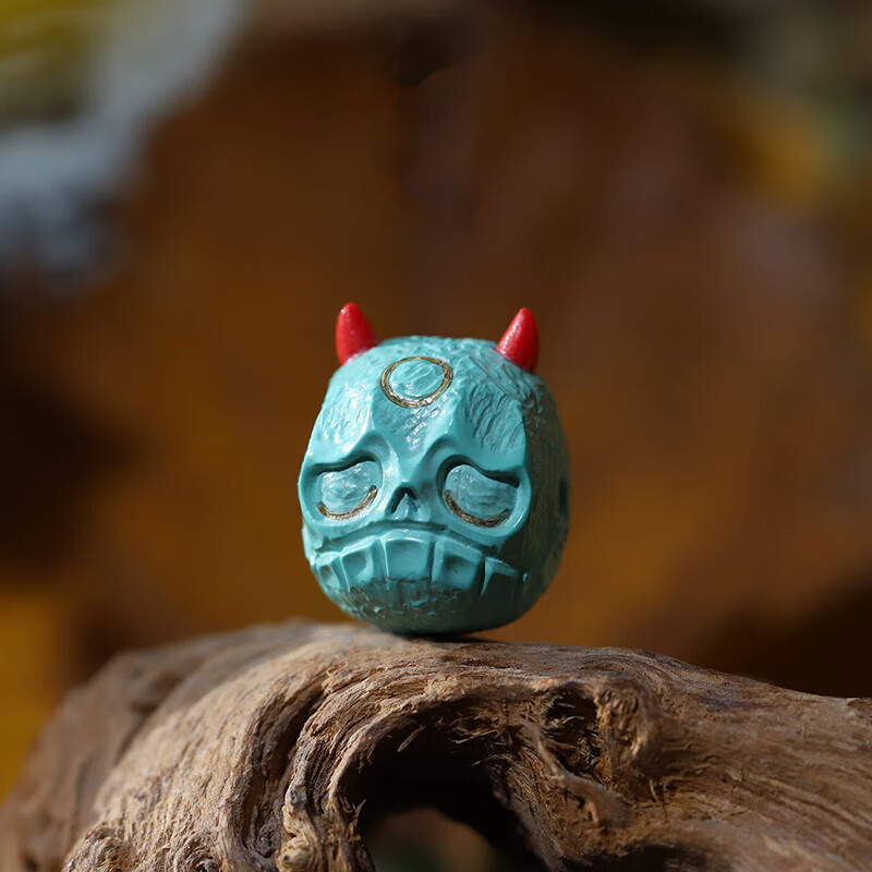 背云文玩手串单圈配饰单珠顶珠骷髅恶灵 恶魔阿呆 15mm 左右孔