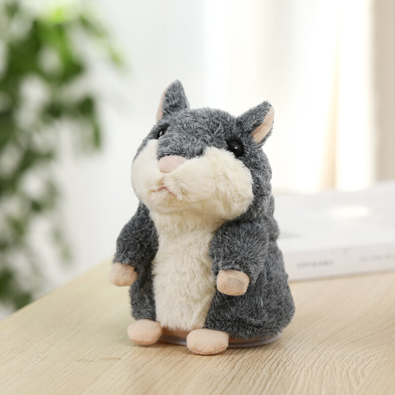 clcey仿真毛绒玩具会说的仓鼠智能录音复 读玩偶仓鼠发声公 仔毛绒 深