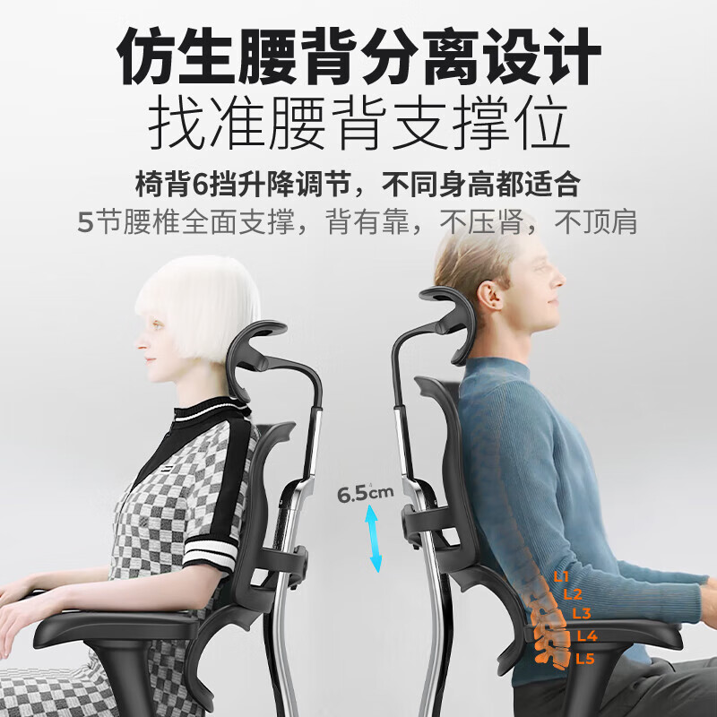 保友办公家具(Ergonor)金豪b 2代人体工学椅护腰办公椅子电脑椅电竞椅 黑色网(Q3.0)