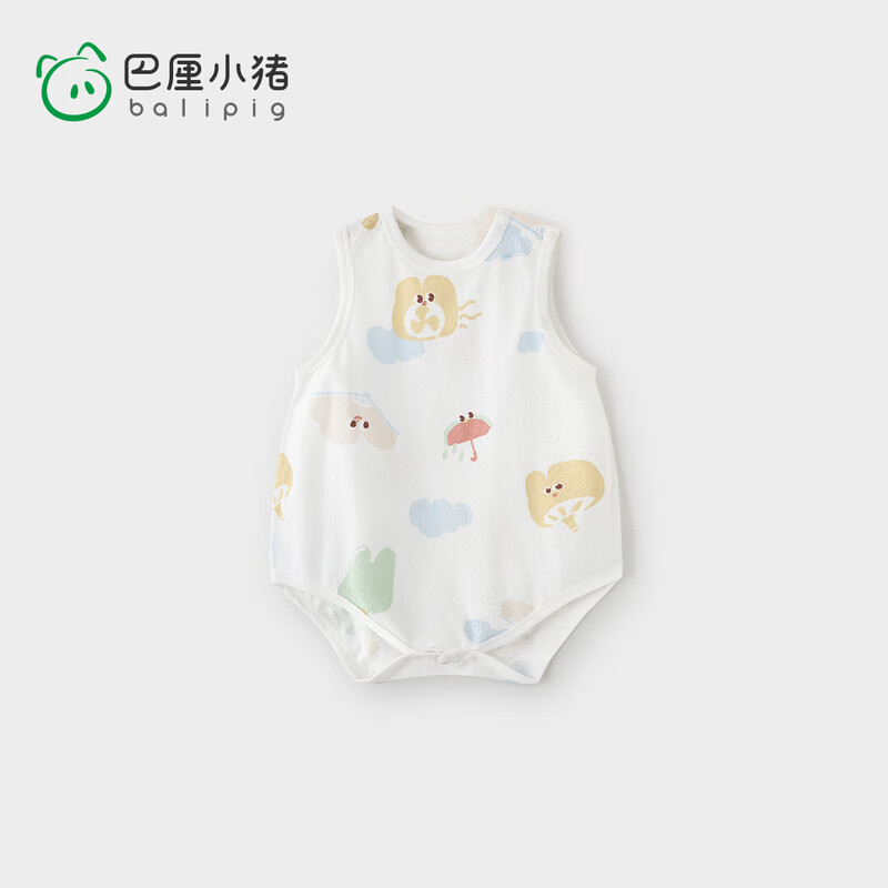 巴厘小豬（BALIPIG）嬰兒包屁衣無袖連體衣夏季薄款新生兒三角哈衣可愛寶寶超萌衣服 西瓜味的夏天 90cm