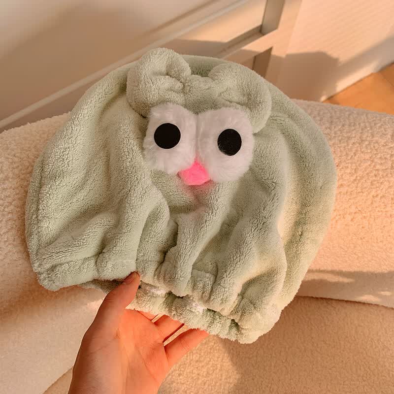 干发帽女超强吸水速干搞怪卡通浴帽包头巾擦头发毛巾加厚 绿色精灵