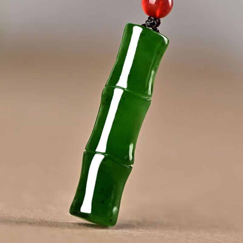 稀莱梦玉石节节高和田玉碧玉竹节玉吊坠项链升玉坠竹子青竹竿挂件玉器