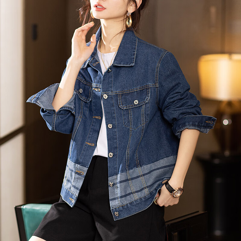 qiwn香港潮牌女装牛仔短外套女士装春秋2024新款小个子时尚休闲上衣