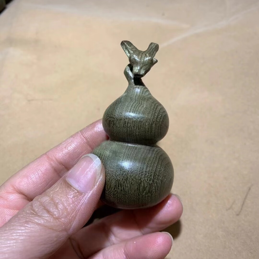 金丝楠阴沉木雕龙头葫芦文玩手把件手玩车挂件工艺品把玩成人礼物 7cm