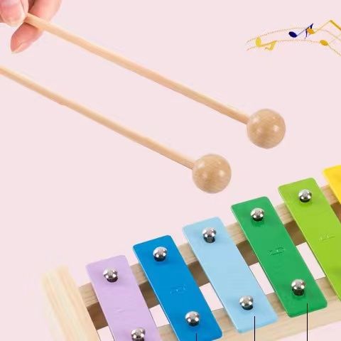 佳依樂木制八音琴幼兒童鋼片手敲琴敲打擊樂器嬰兒音樂類玩具小木琴的 兩根敲棍
