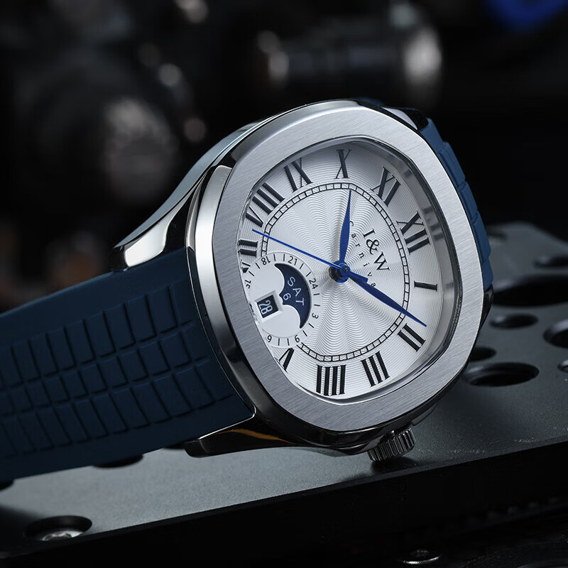 爱沃驰瑞士品牌手表男士机械手表全自动机械罗马刻度名表十大名表男士表 海军蓝【进口机芯】免费刻字