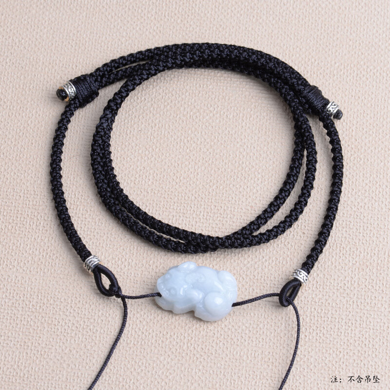 蕭柏米恩天珠橫穿掛脖鎖骨鏈吊墜繩子手工編織串繩項鏈繩天眼繩玉墜替換繩 黑色繩