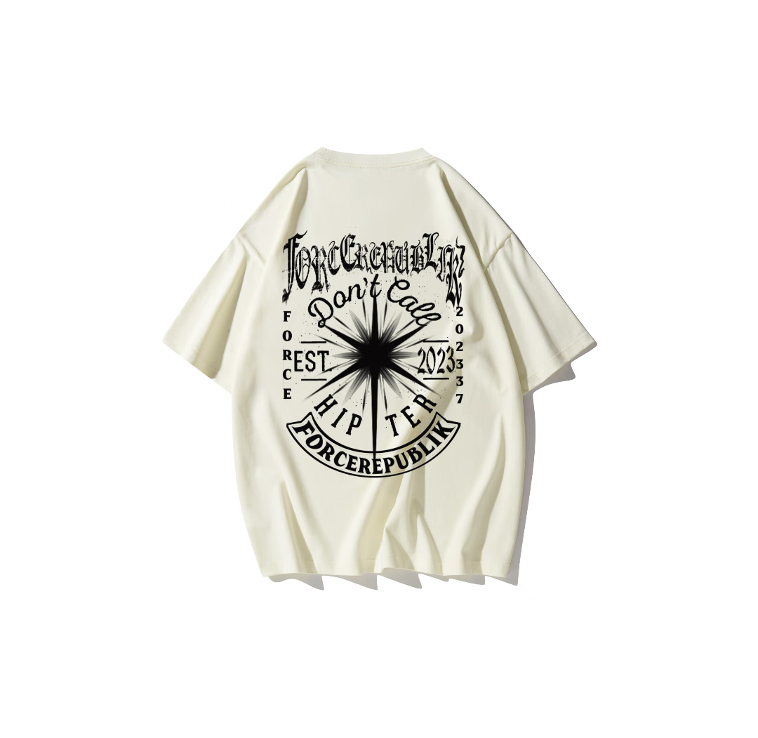 羽俙碧forcerepublik 北极星美式logo字母印花圆领宽松短袖t恤 情侣款