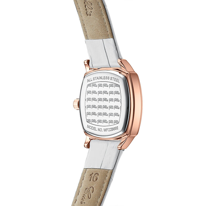 Folli Follie芙丽芙丽腕表女士欧美表轻奢气质小众玫瑰金镶日历钻石英手表女 白色