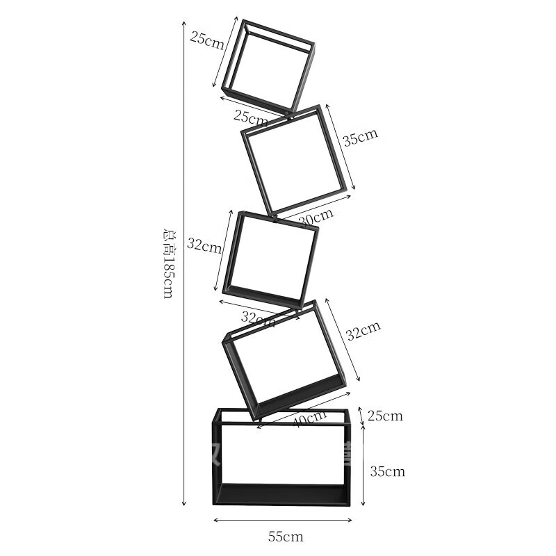 悌醒墙角书架 立式书架创意方格网红转角立式书架落地置物架现代简约