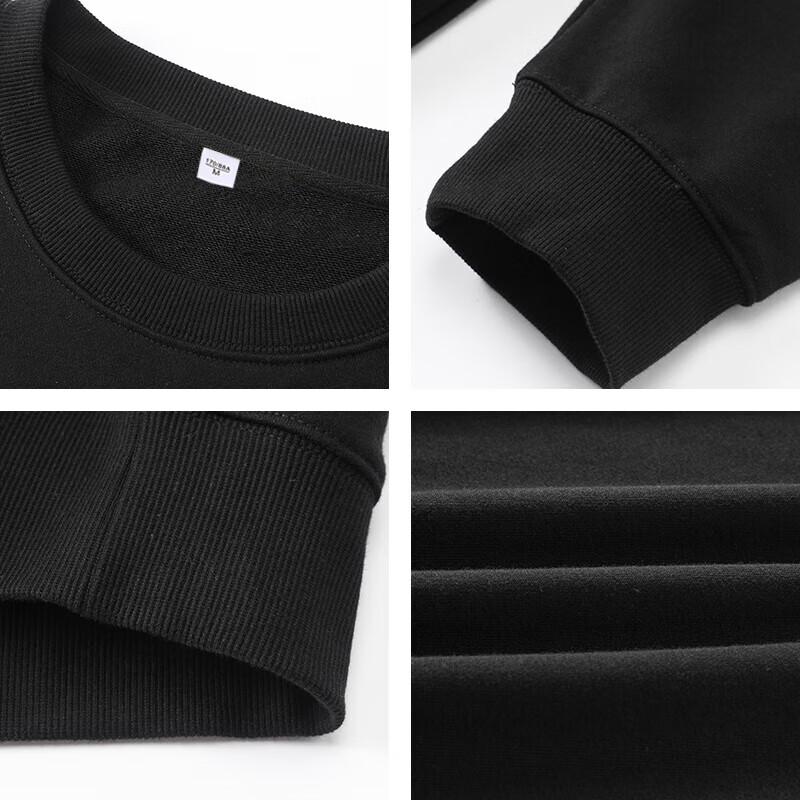 NASAR-FARM特惠长袖T恤圆领卫衣秋冬季青年打底衫学生运动跑步卫衣保暖舒适 常规款-品牌标-黑色 3XL （165-185斤）