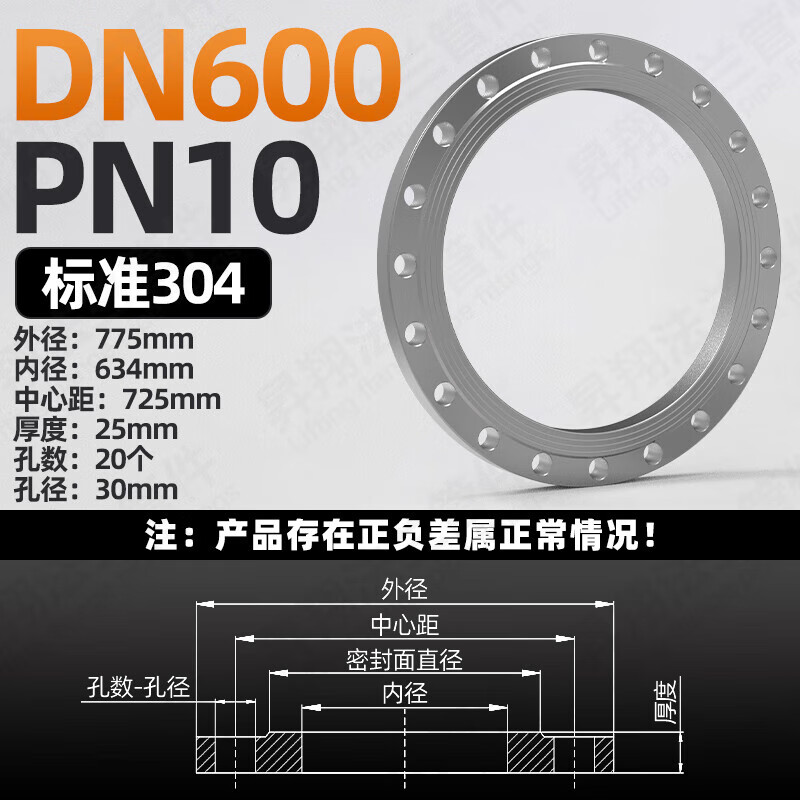 304不銹鋼法蘭片PN10盤國標焊接非標定制dn50 80 100 304 DN600-PN10