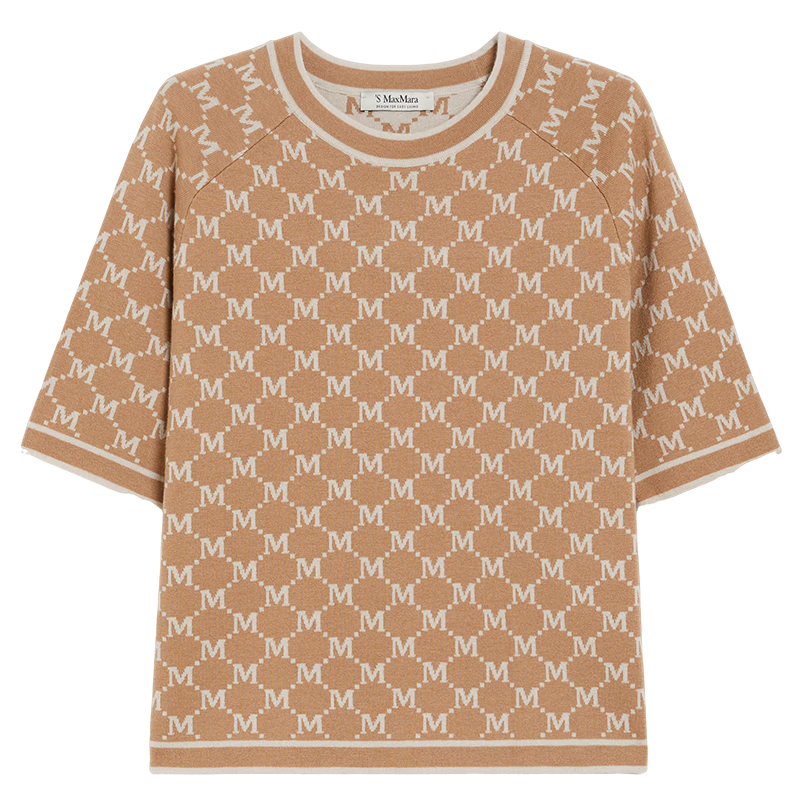 MaxMara 2025春夏新品女裝羊毛羊絨提花針織毛衣9361105106 駝色 M