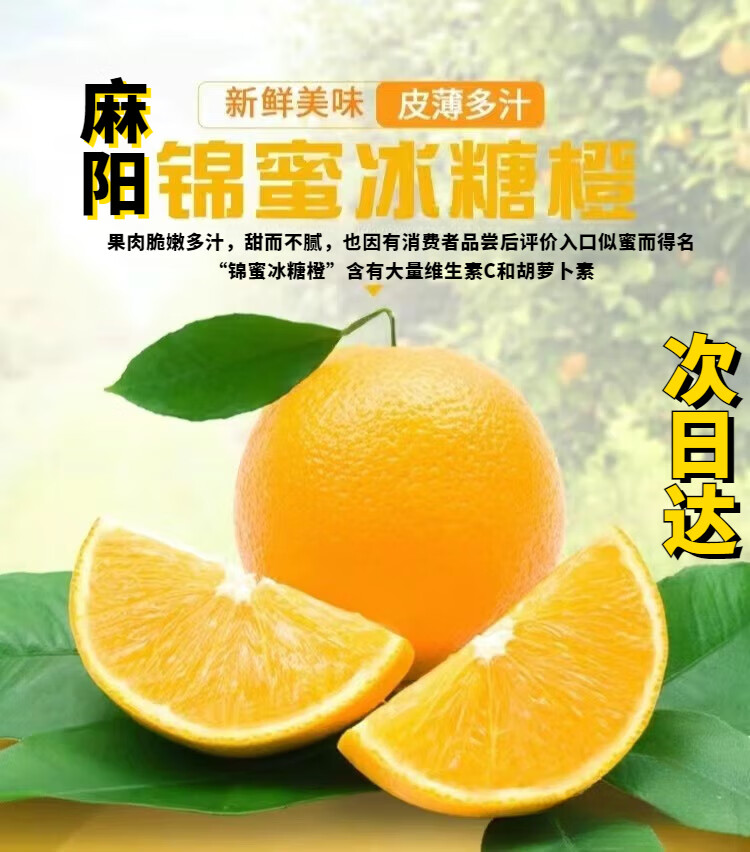 【纯甜无渣】湖南麻阳冰糖橙锦蜜新鲜橙子水果当季果冻甜橙手 5斤 【小果】60mm以下