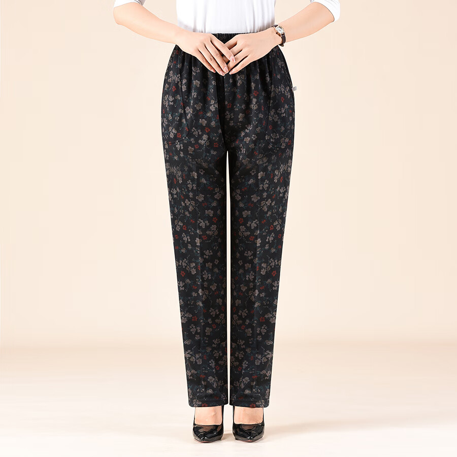 大唐喜乐牛中老年人女裤春秋季妈妈花裤子大码宽松奶奶春装长裤外穿