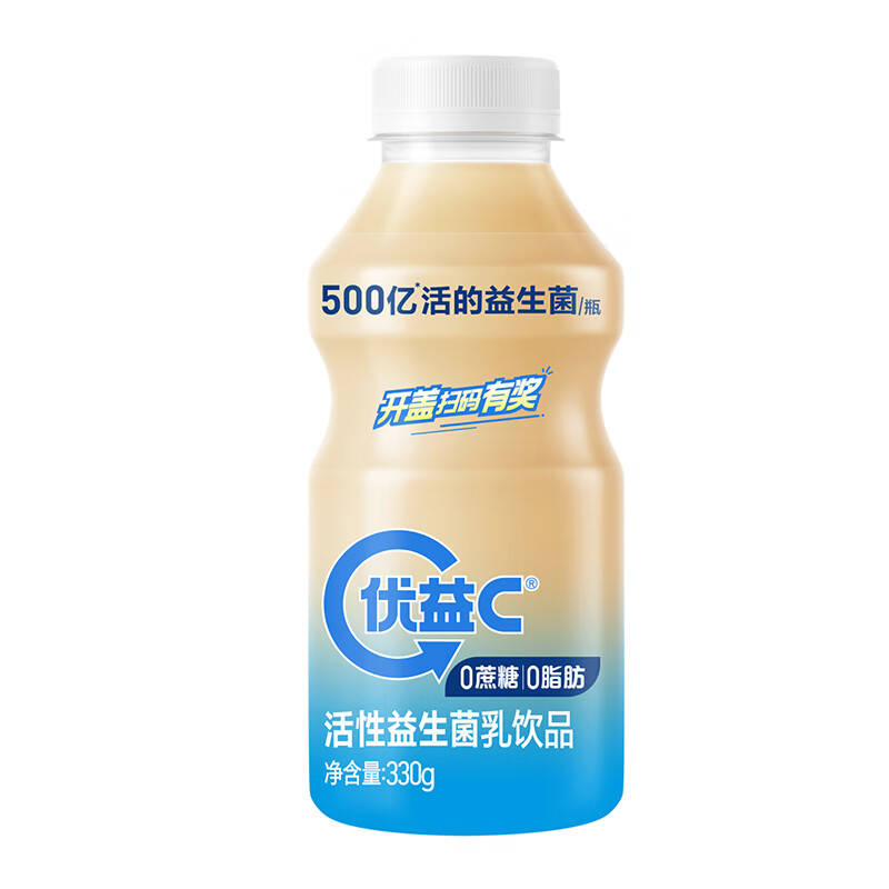 蒙牛优益C活菌型乳酸菌饮品冷藏饮料【0蔗糖】原味330g*12瓶