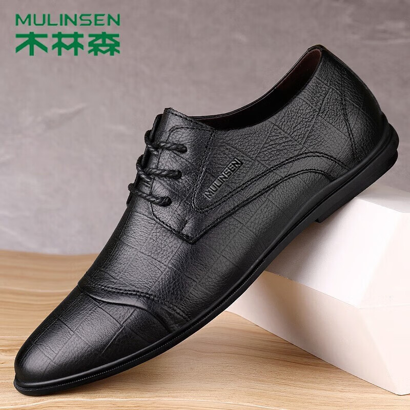 ���ڲ�����ľ��ɭ��MULINSEN����Ь������Ʒ��ʿ����ƤЬ��ͷ��ţƤ���͸������Ь��������Ӣ�� ��ɫ 39