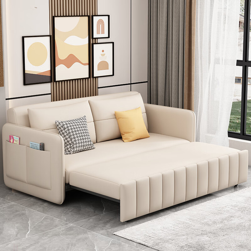 哈盛顿科技布沙发床两用可折叠小户型双人单人伸缩坐卧可储物多功能收纳 1.2米 2CM椰棕+7CM海绵款 带储物