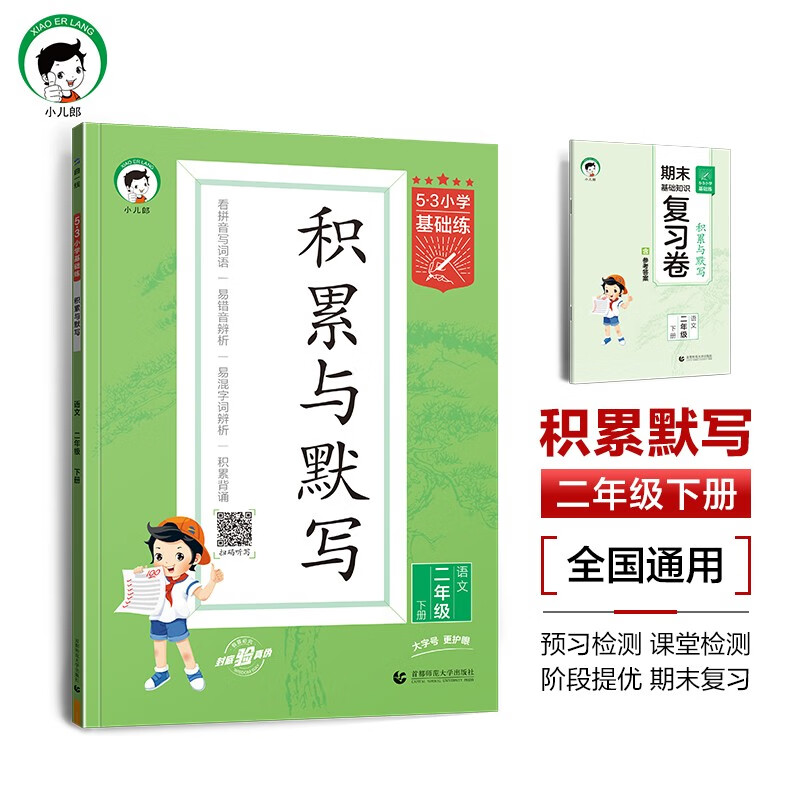 53小学基础练 积累与默写 语文 二年级下册 2024版 含期末复习卷 适用2024春季