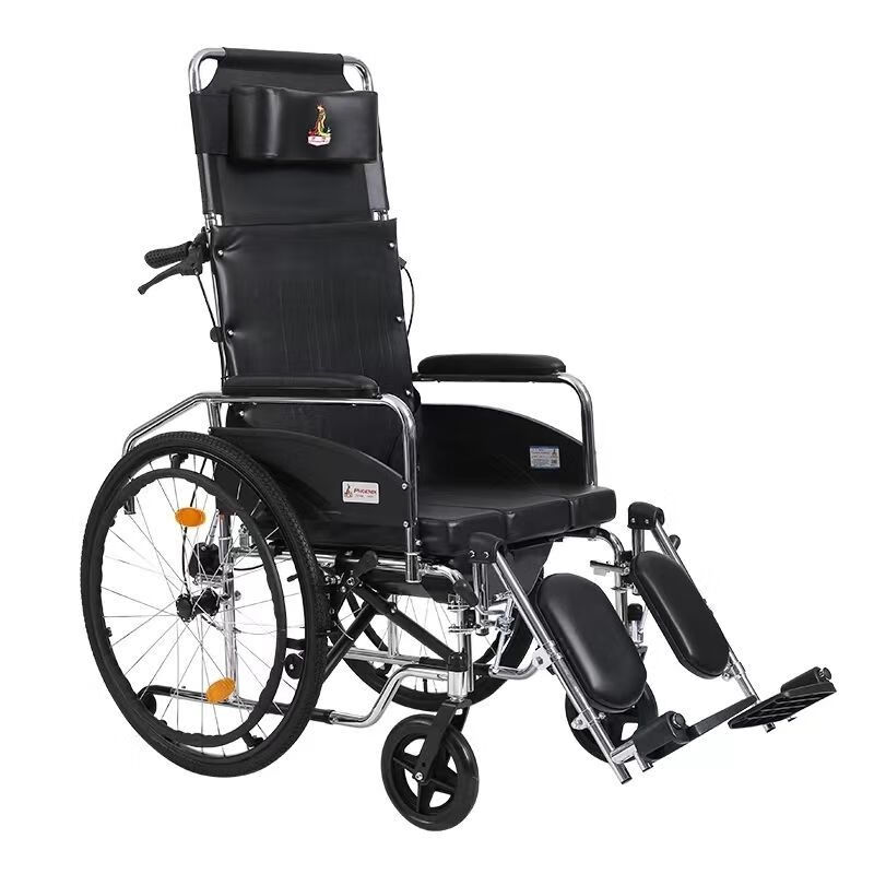 上海凤凰轮椅可折叠轻便老人轮椅带坐便残疾人多功能全躺手动轮椅 903