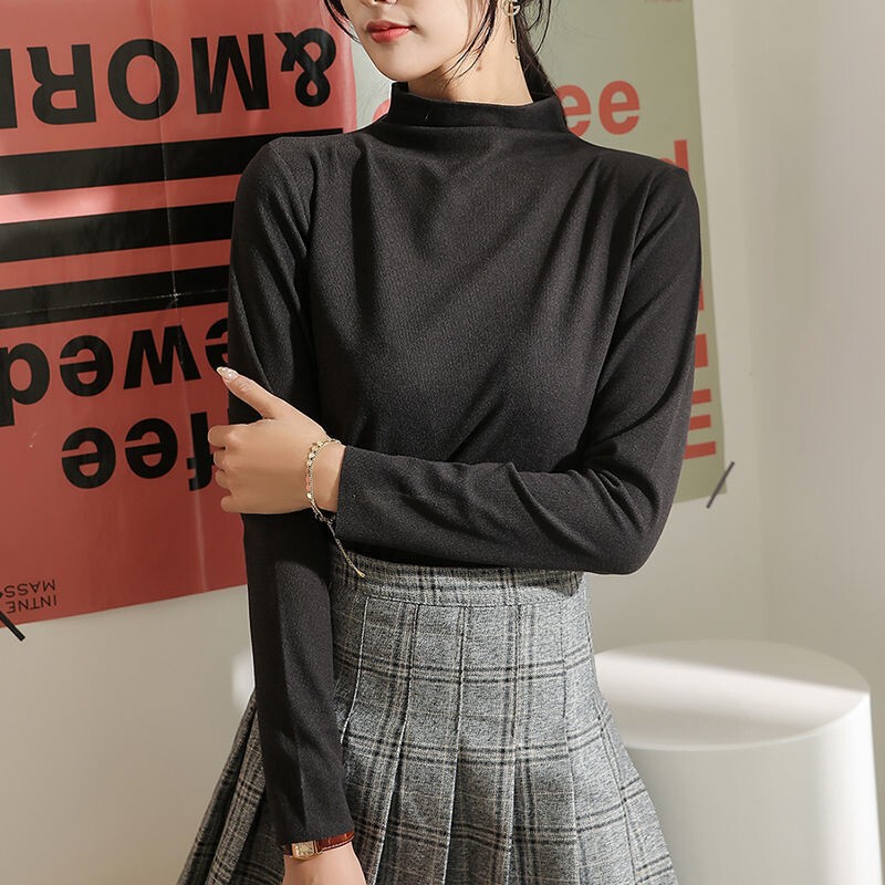 翊尚美阳离子打底衫女秋冬半高领女士打底衫保暖蓄热加厚洋气打底上衣 典雅黑（偏灰） 均码(80-130斤可穿)属于什么档次？