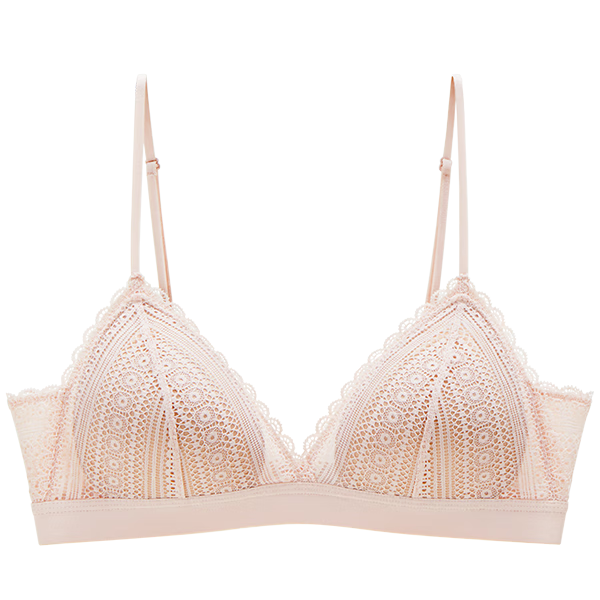 幸棉内衣女显瘦文胸泡泡细带蕾丝浪花边美背柔软舒适固定杯 淡蓝色 M (75AB)