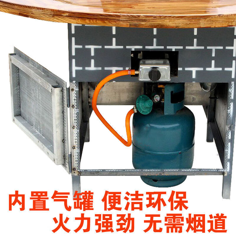 薇欧漫东北大铁锅户外烧柴灶地锅鸡灶台燃气柴火鸡专用灶商用大锅台移动 0.9*1.2米条桌（可坐4人） 烧气地锅灶（气罐内置）