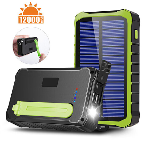 郦狼手摇发电机充电宝12000毫安手摇充电宝发电机手电筒户外应急太阳