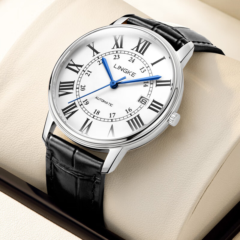 男士超薄全自动机械表罗马刻度蓝色气球经典腕表9015机芯机械手表 lk